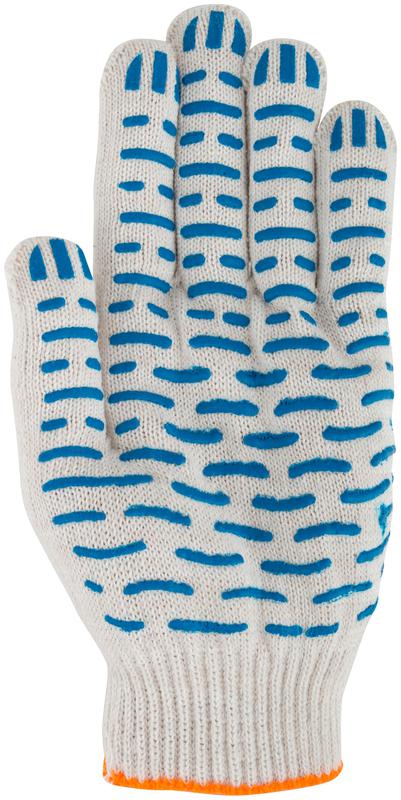 Перчатки вязаные "Волна" (4 нити) 10 класс вязки х/б с ПВХ 12491